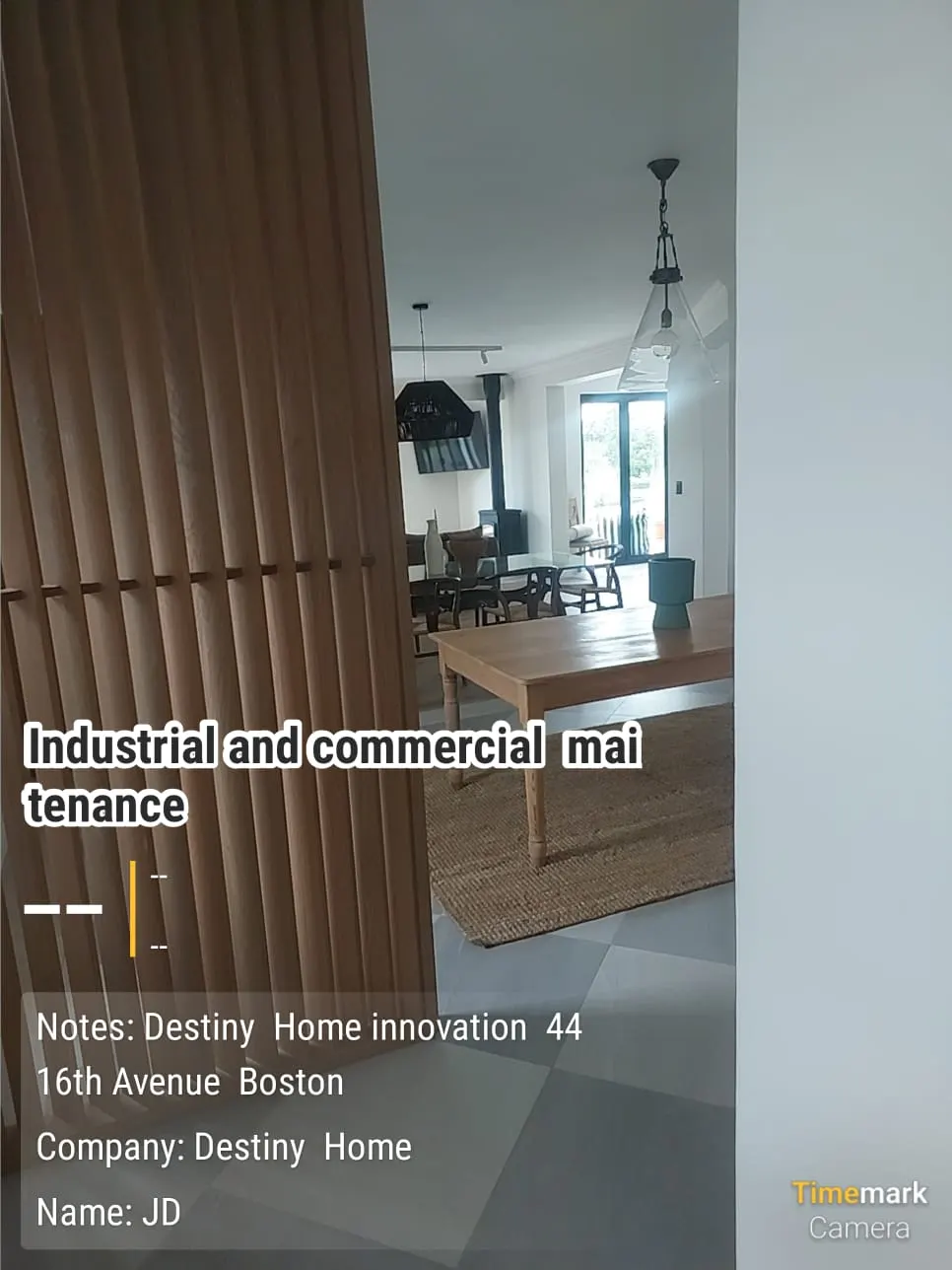Dining room interior painting with timber slat feature