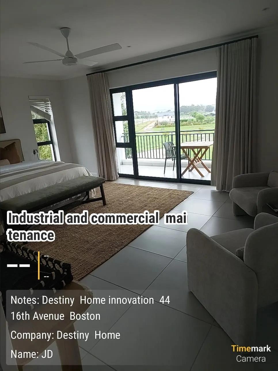 Main bedroom painted with a balcony view